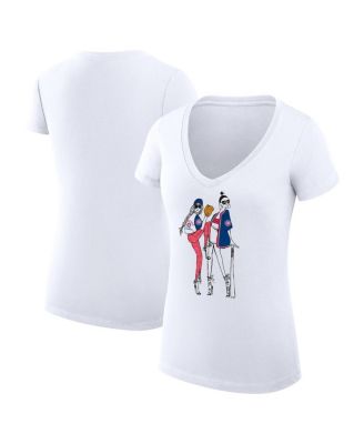 G-III 4Her by Carl Banks - Women's White Chicago Cubs Super-Slim Fit Lightweight Baseball V-Neck T-Shirt
