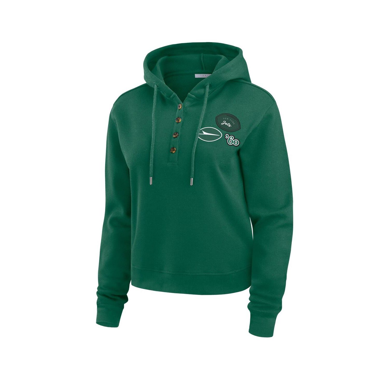Women's Green New York Jets Waffle Hoodie Pullover Top