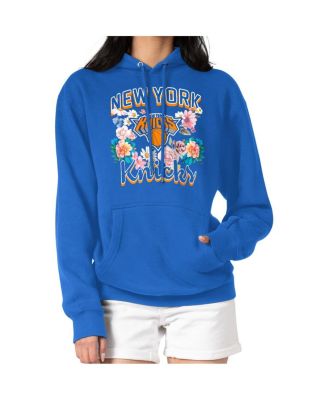 G-III 4Her by Carl Banks - Women's Blue New York Knicks Flowers Team Logo Graphic Fleece Pullover Hoodie
