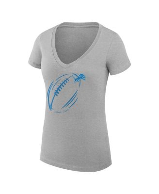 Women's Heather Gray Detroit Lions Super-Slim Fit Lightweight Subtle Football V-Neck T-Shirt