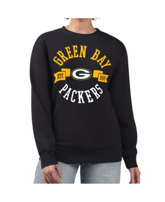 G-III 4Her by Carl Banks - Women's Black Green Bay Packers Large Team Graphic Fleece Pullover Sweatshirt