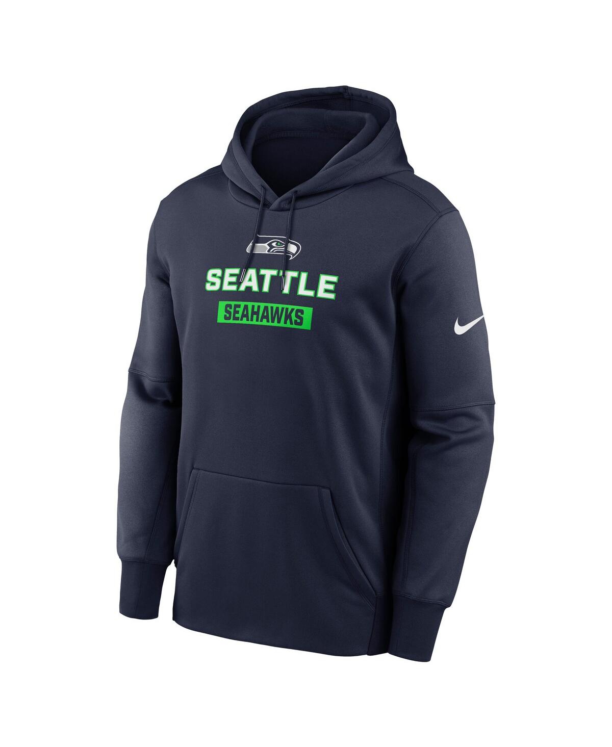 Nike Men's College Navy Seattle Seahawks Toss Sweep Performance Pullover Hoodie In Blue