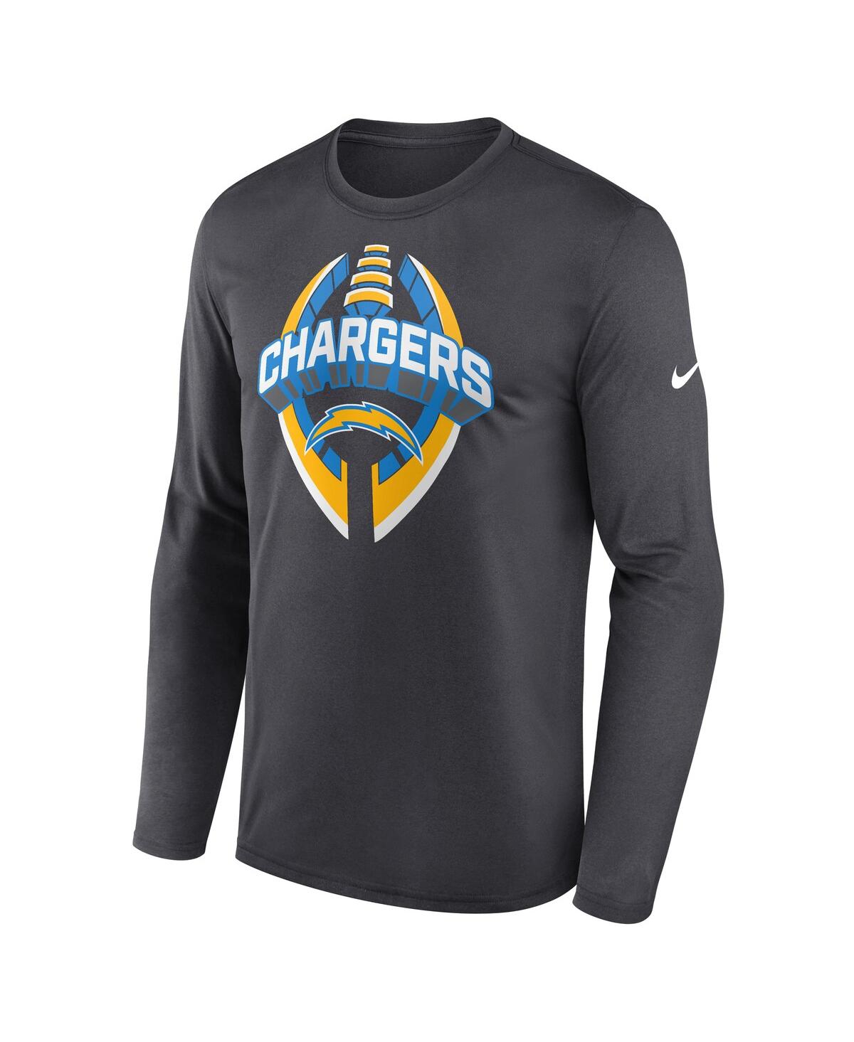 Nike Men's Anthracite Los Angeles Chargers Primetime Legend Icon Performance Long Sleeve T-shirt In Gray
