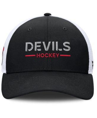 Men's Black/White New Jersey Devils Authentic Pro Rink Lockup Adjustable Trucker Hat