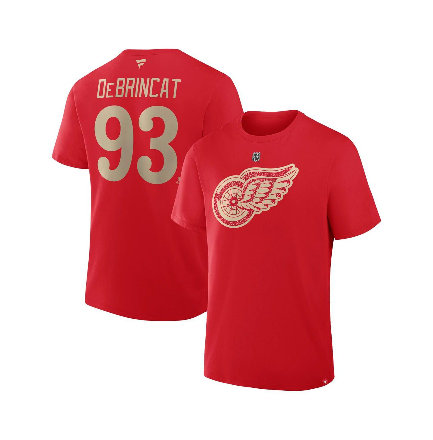 Мужская футболка Fanatics Alex DE Brincat Red Detroit Red Wings Centennial Authentic Stack Name & Number — фото 1