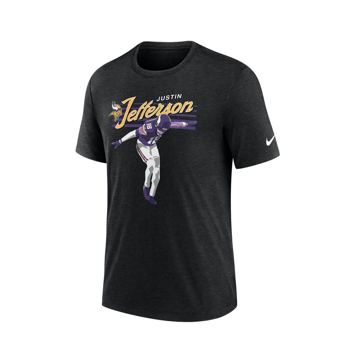 Мужская футболка Nike Justin Jefferson Heather Black Minnesota Vikings Player Graphic — фото 2