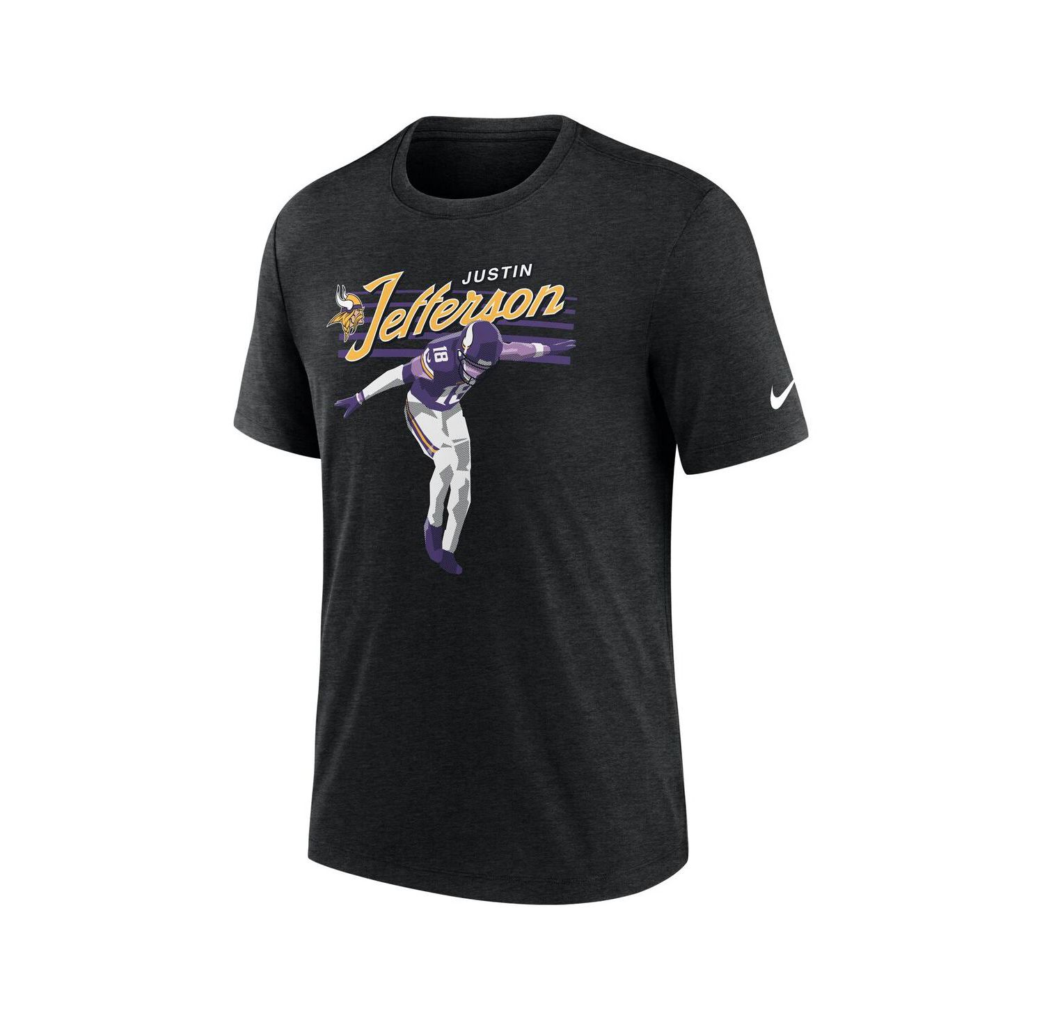 Men's Justin Jefferson Heather Black Minnesota Vikings Player Graphic T-Shirt