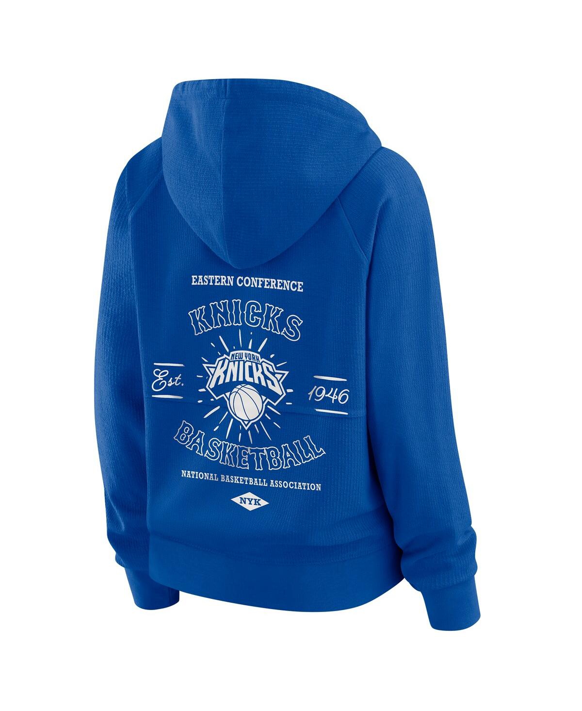 Wear By Erin Andrews Women's Royal New York Knicks Vintage Full-zip Raglan Hoodie In Blue
