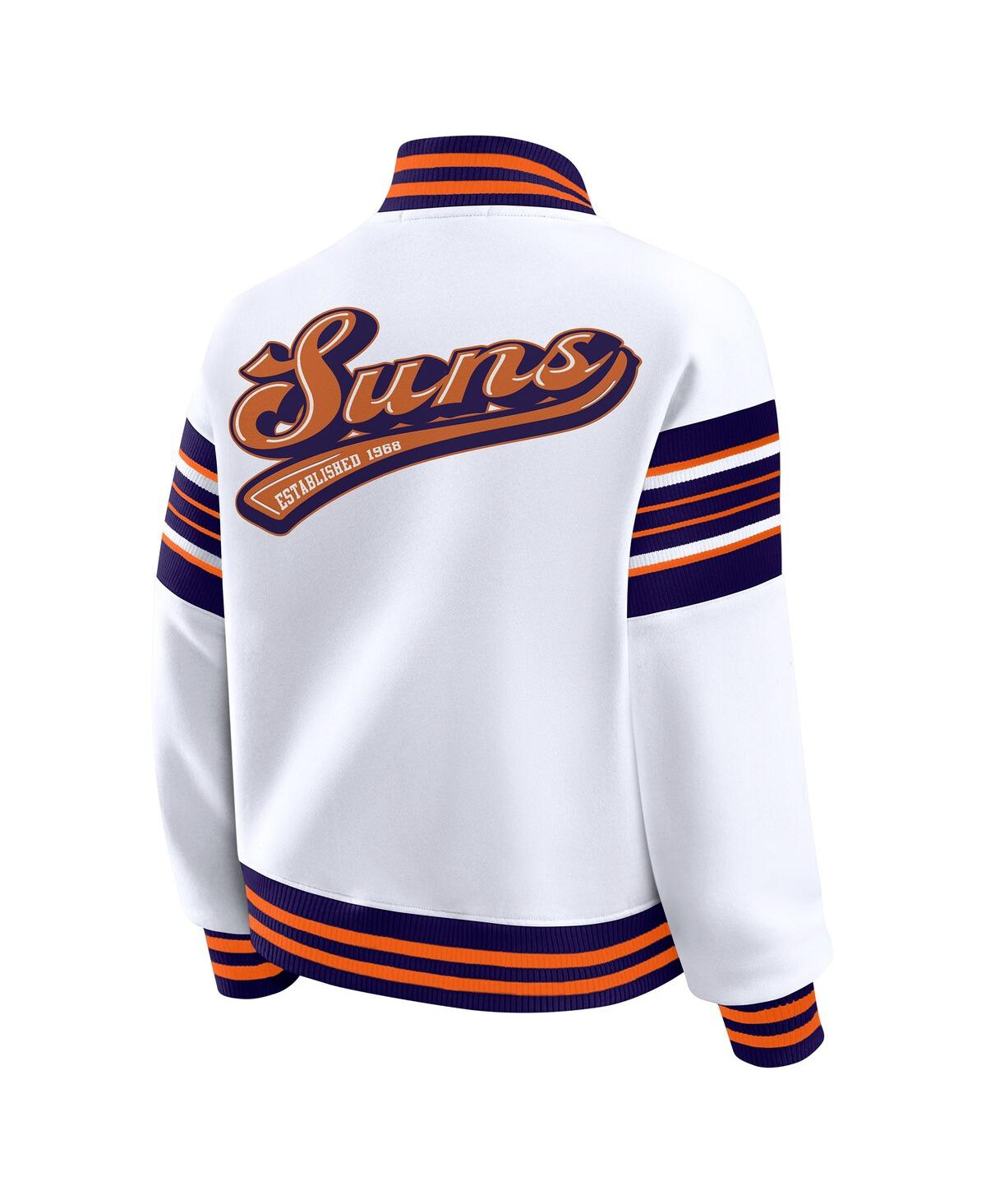 Wear By Erin Andrews Women's White Phoenix Suns Snap Front Fleece Sweatshirt In White