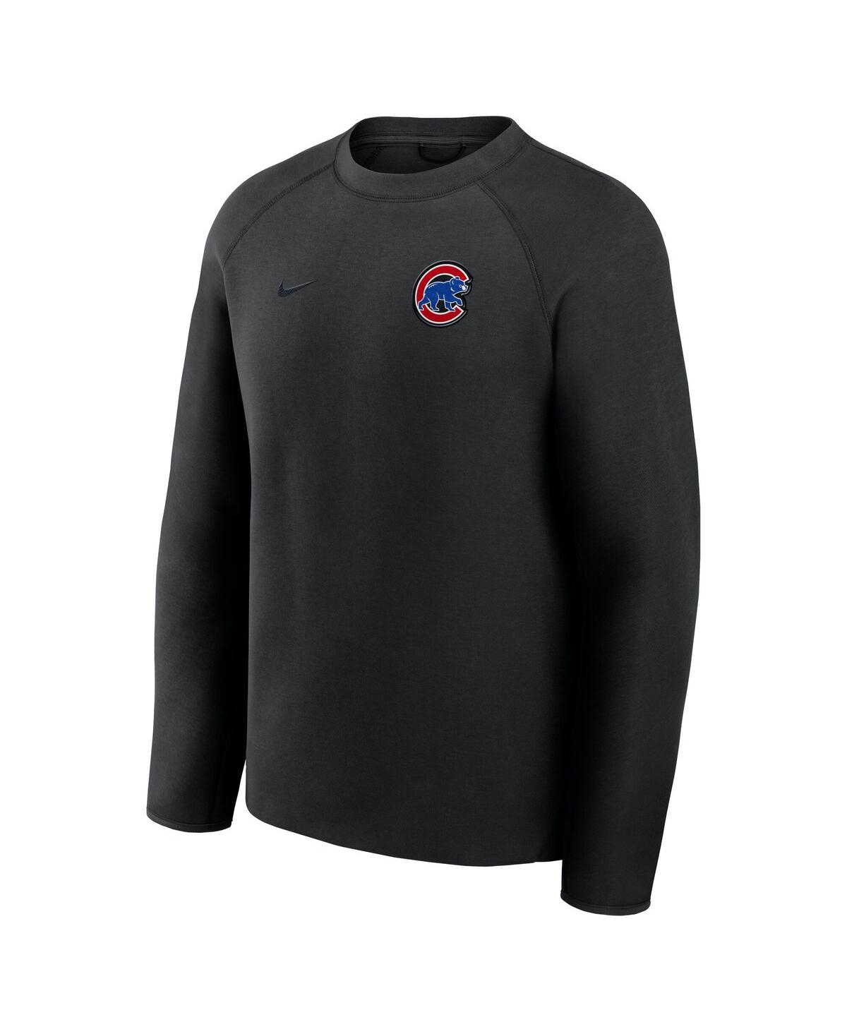 Nike Men's Black Chicago Cubs Tech Fleece Raglan Sweatshirt In Black