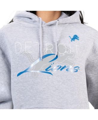 Women's Gray Detroit Lions Shadow Logo Fleece Pullover Hoodie
