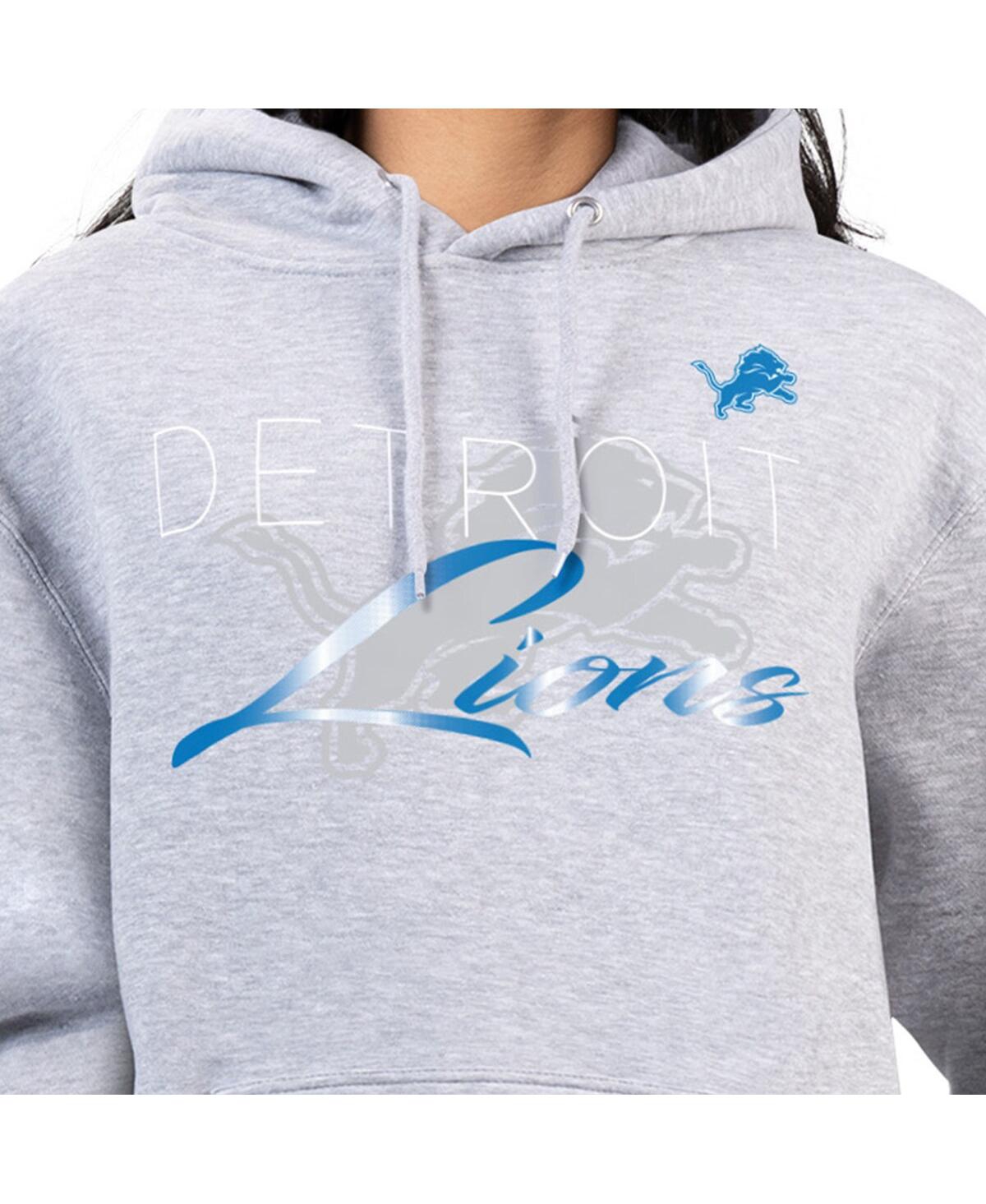 G-iii 4Her by Carl Banks Women's Gray Detroit Lions Shadow Logo Fleece Pullover Hoodie