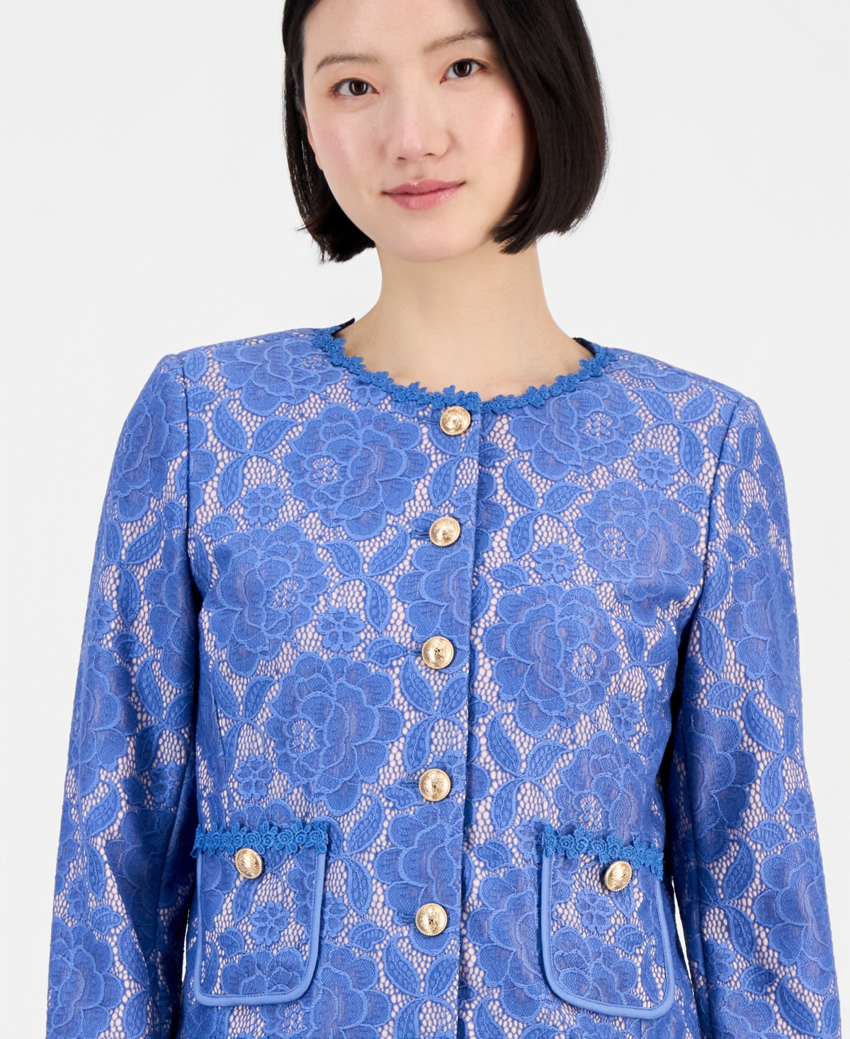 Tahari Asl Women's Bonded Lace Long-Sleeve Jacket