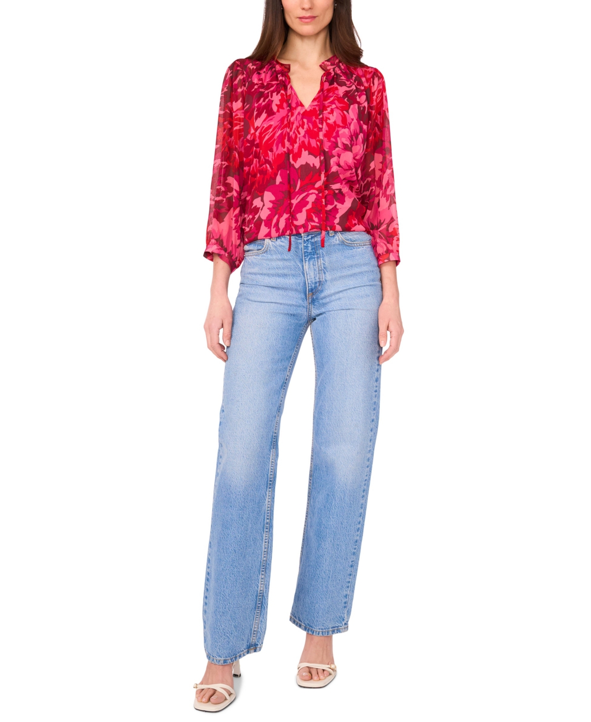 Vince Camuto Women's V-Neck Tie Details Top