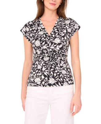 Vince Camuto - Women's V-Neck Short Sleeve Top
