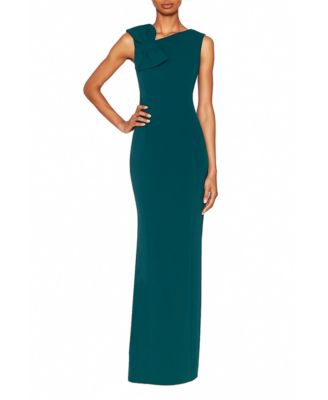 WHITE TIE by Shani - Women's Asymmetric Scuba Crepe Gown