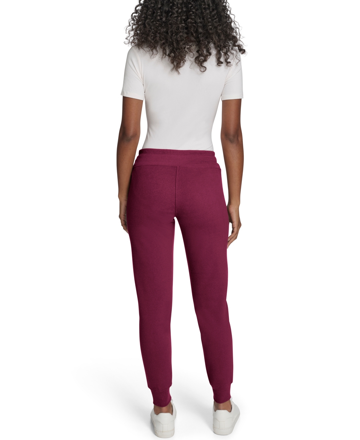 Calvin Klein Rib Trim Fleece Joggers In Burgundy