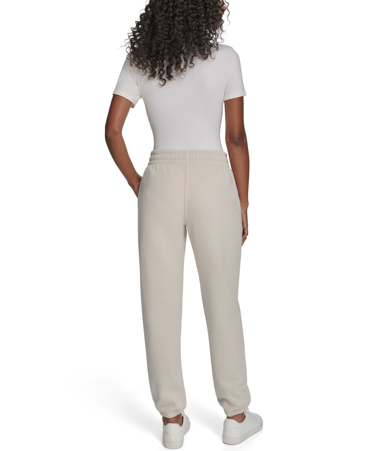 Calvin Klein Women's Flocked Logo Jogger Relaxed Fit Sweatpants In Gray
