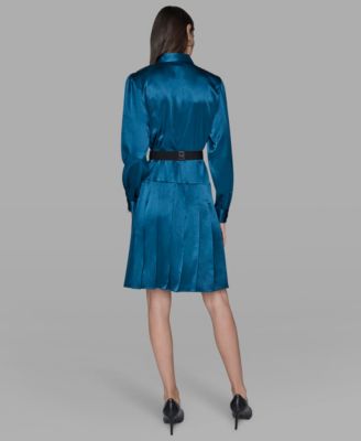 Women's Collared Belted Shirt Dress