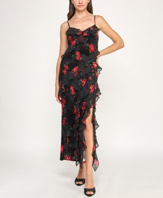 BCX - Women's Strappy V-Neck Multi Ruffle Maxi Dress