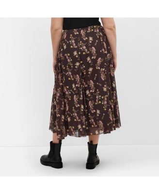 Plus Size Serene Print Midi Skirt
