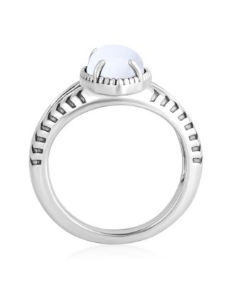 Sterling Agate Marquise Split Shank Ring, Size 6