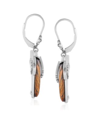 Sterling Silver Tiger's Eye Spirit Horse Lever Back Earrings