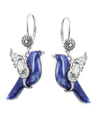 Sterling Silver Sodalite Spirit Bird Lever Back Earrings