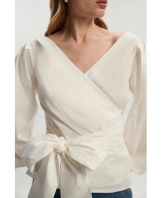 Women's Woven Wrap Detail Blouse