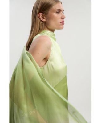 Women's Ombre Satin Cape Midi Dress