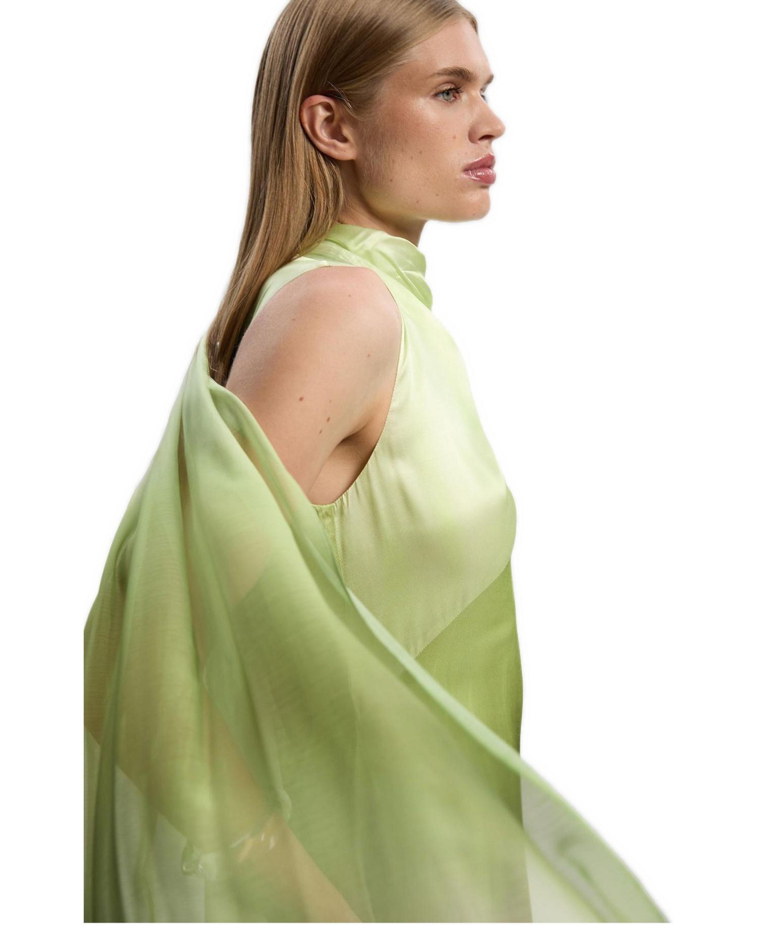 Women's Ombre Satin Cape Midi Dress