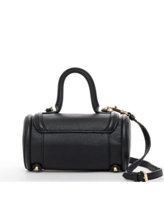 Women s Top Handle Leather Crossbody Bag Convertible Cylinder Shoulder Bag & Evening Purse with Gold Hardware and Detachable strap