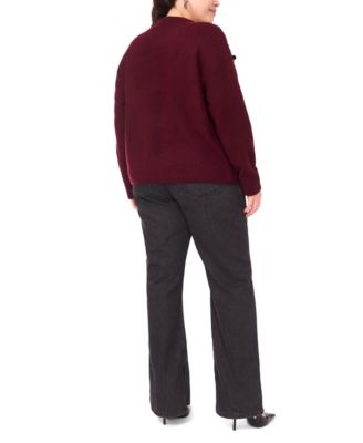 Plus Size Crewneck Paillette Sequin Long-Sleeve Sweater