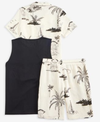 Boys 5-20 3-Pc. Gauze Resort Shirt, Tank Top & Shorts Set, Macy's Exclusive