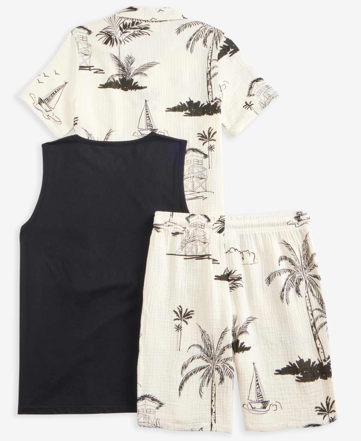 Epic Threads Boys 5-20 3-Pc. Gauze Resort Shirt, Tank Top & Shorts Set, Macy's Exclusive