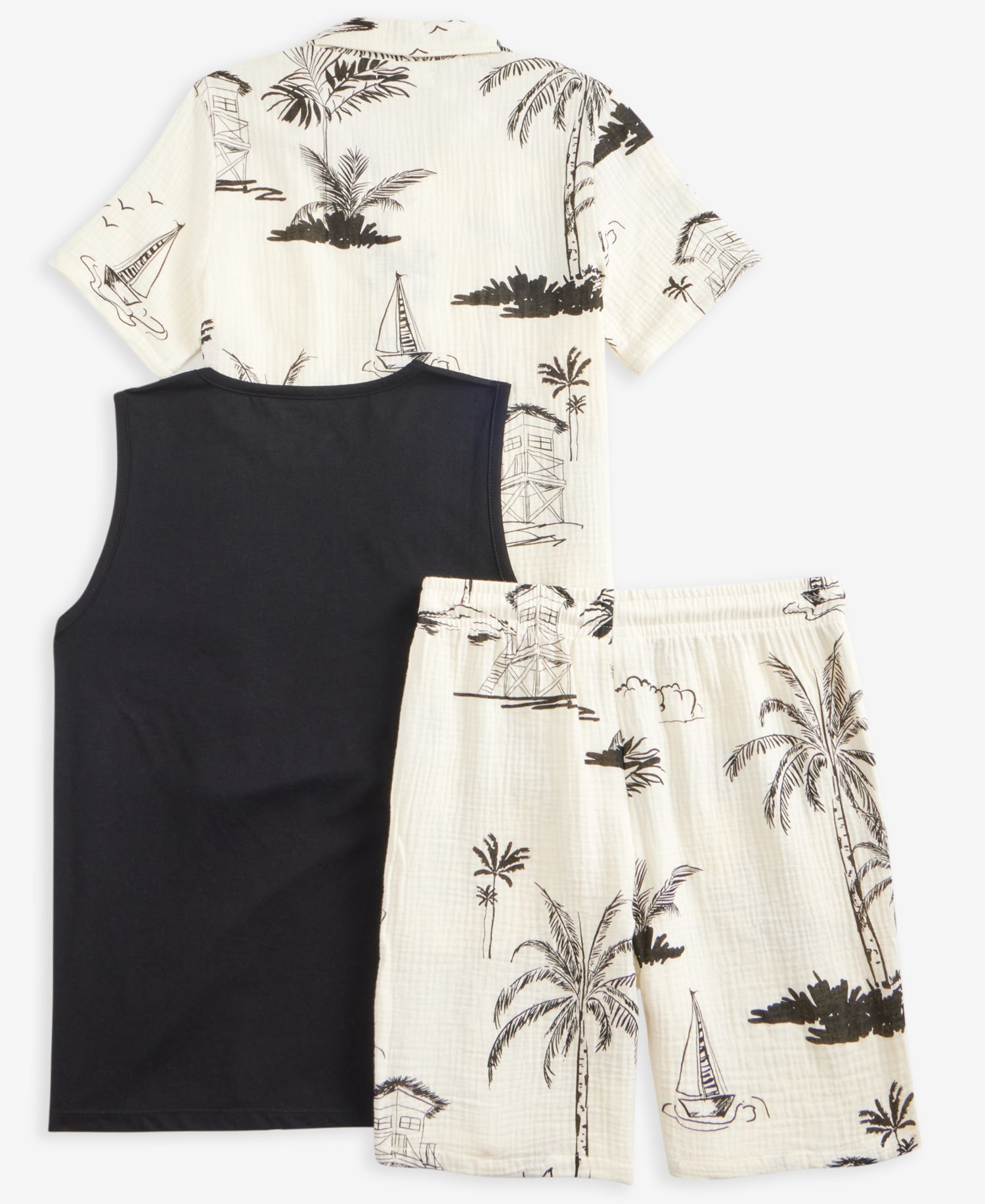 Boys 5-20 3-Pc. Gauze Resort Shirt, Tank Top & Shorts Set