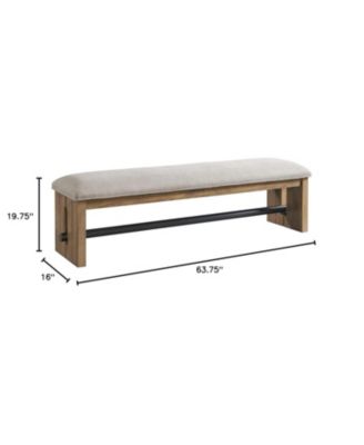 Bench, 64"" Wood Backless in Weathered Oak Bench