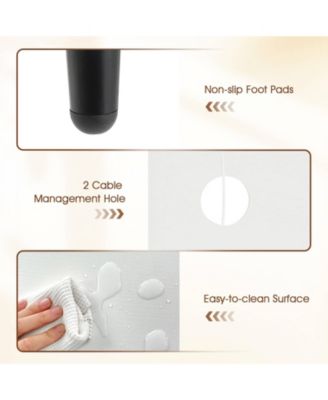 Large MDF Record Player Stand Cabinet with Built-In Power Outlet and Open Shelves