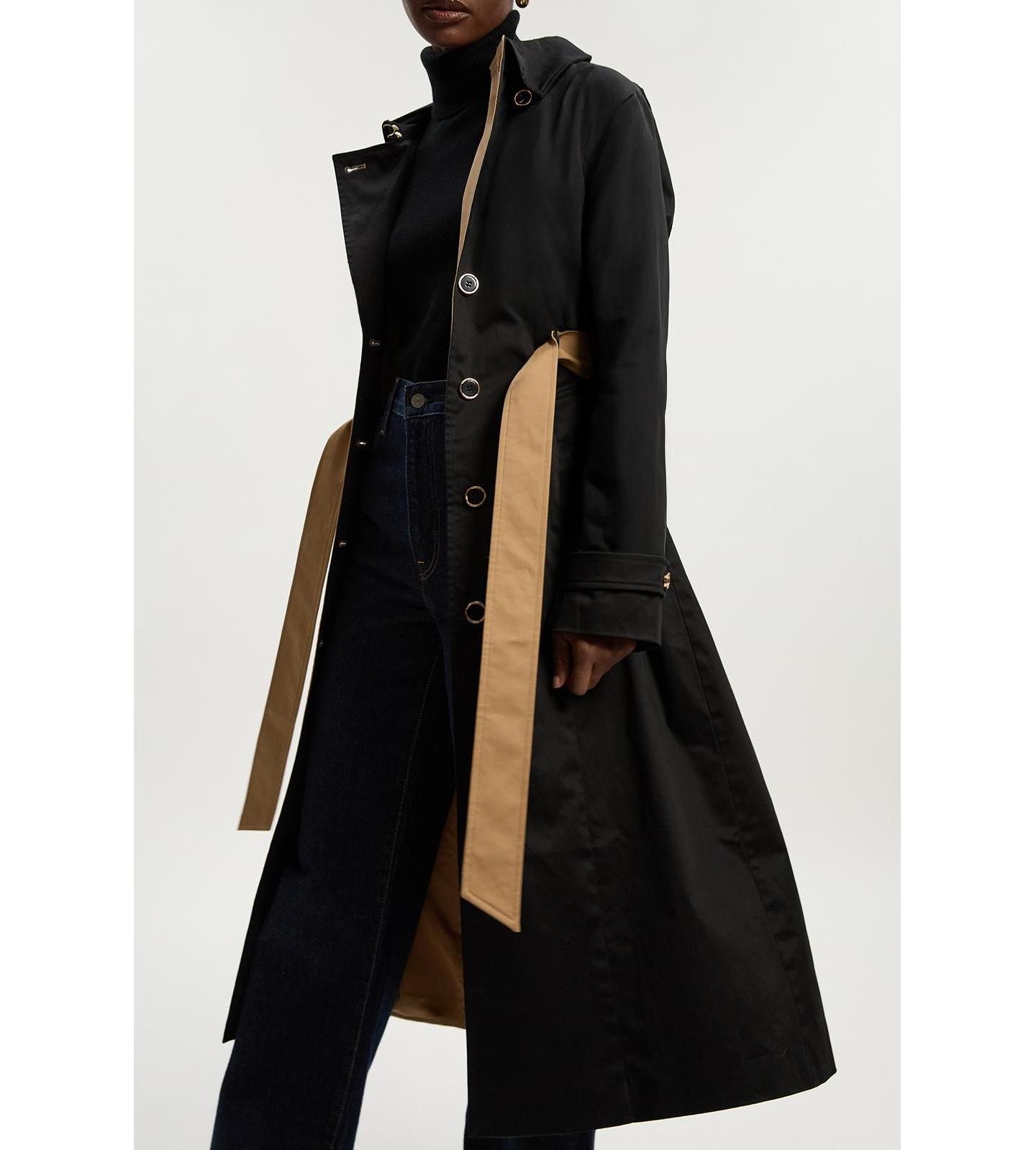 Женское пальто Karen Millen Color Block Belted Tailored Trench, цвет: Верблюжий — фото 5