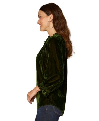 Petite 3/4-Sleeve Pull-On Velvet Top