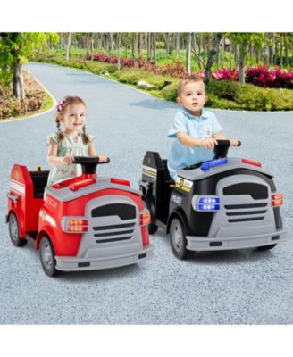 12V Kids Ride on Fire Truck Toddler Fire Toy Car with Shovel & Wrench