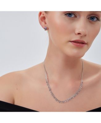 Rainbow Multiple Star Station Necklace Sterling Silver