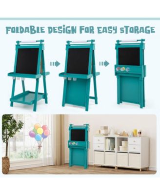 Foldable Easel for Kids 3-in-1 Double-sided Art Easel with Chalkboard