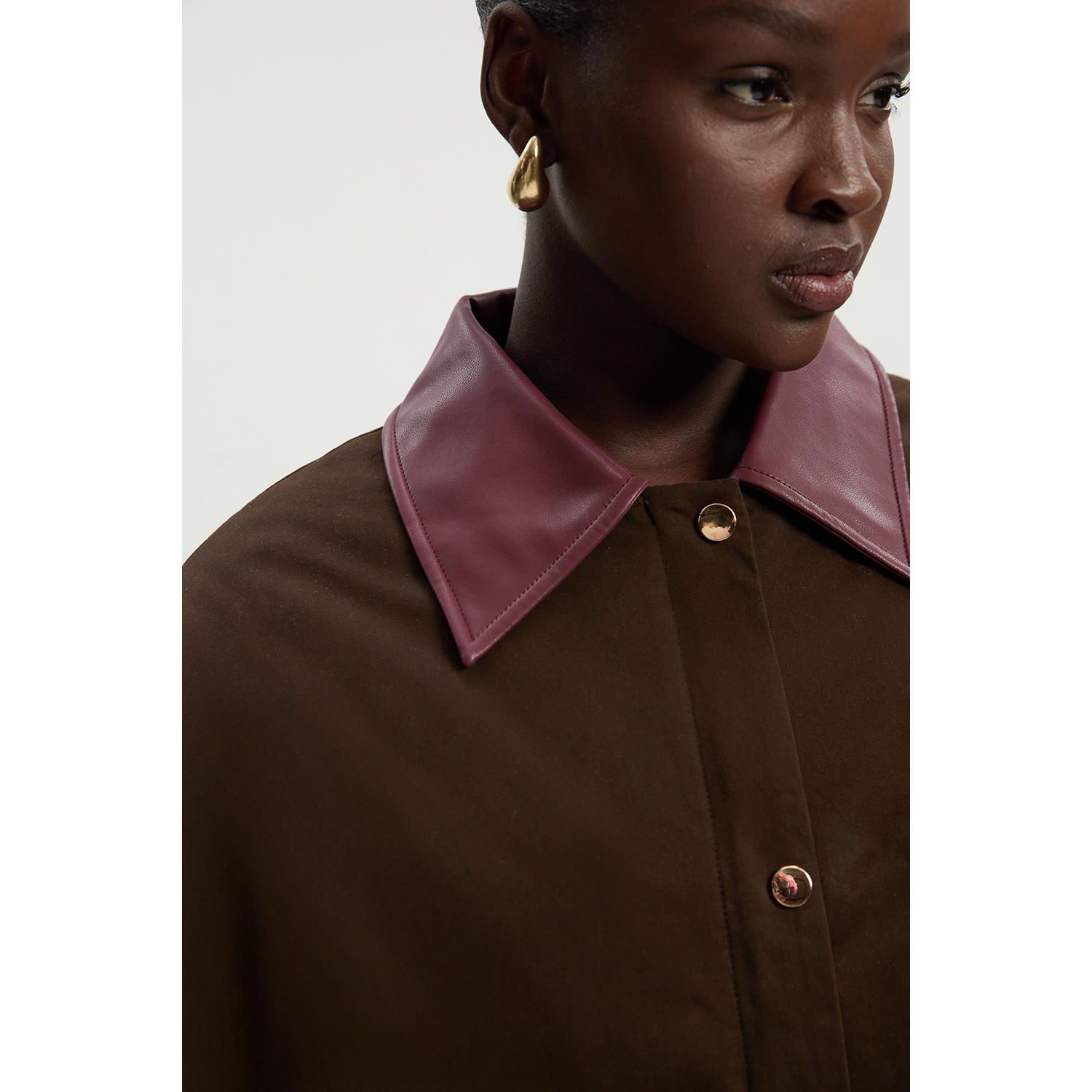 Quilted Contrast Collar Barn Jacket