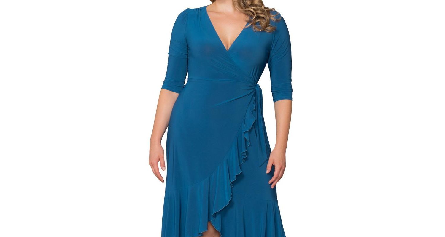 Plus Size Whimsy Ruffled Midi Wrap Dress