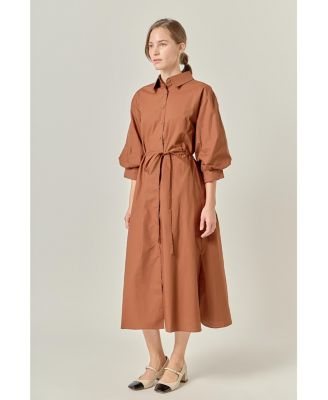 Women's Flared Shirt Midi Dress