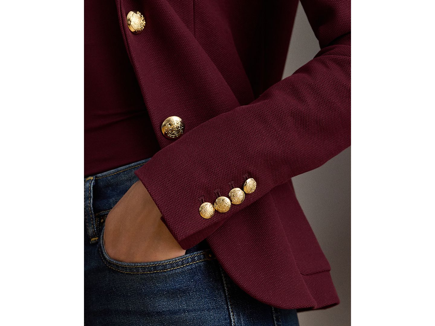 Женский пиджак Lauren Ralph Lauren Petite Bullion Jacquard Blazer, цвет: Тёмный гранатовый — фото 3