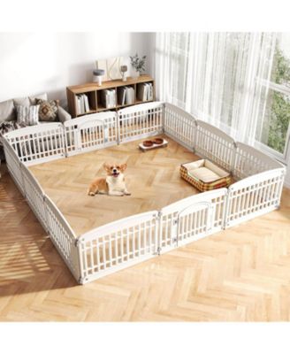Panel Plastic Dog Playpen with Lockable Gate for Small & Medium Sized Dogs