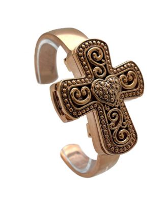 Rose Gold Cross Shape Bangle Women Watch