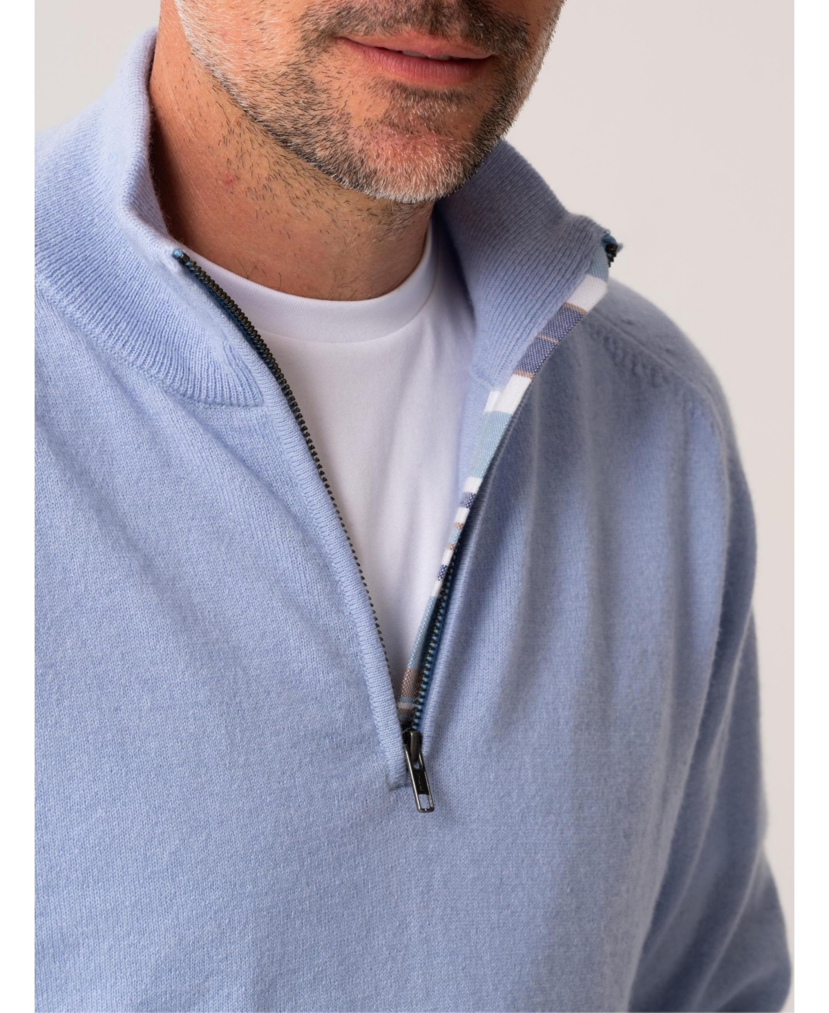 Koy Clothing Men's Navy Wool/Cashmere Qtr Zip Jumper